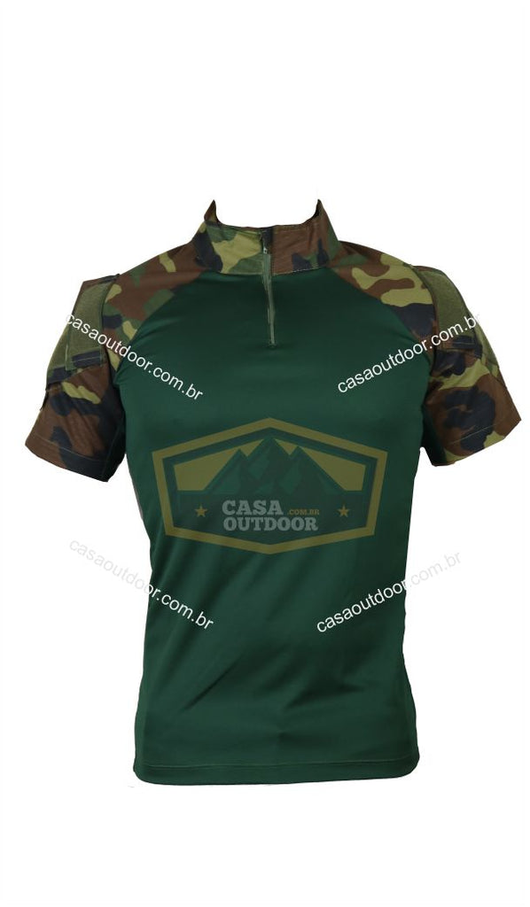 Camisa de Combate Manga curta Woodland