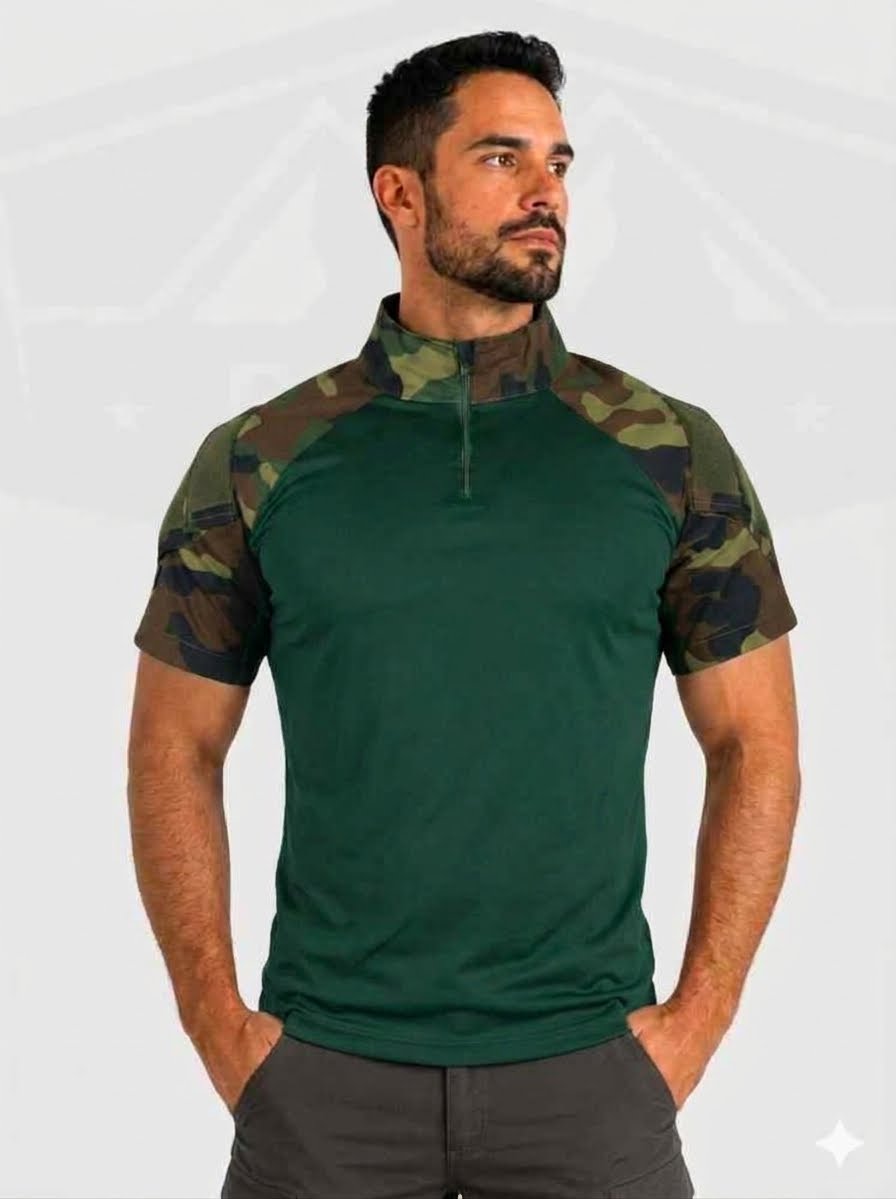 Camisa de Combate Manga curta Woodland